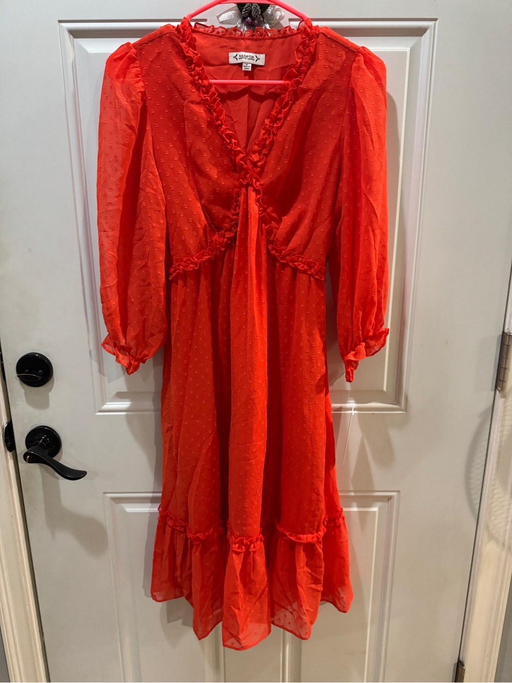 Nanette Lepore Bright Red Ruffle-Trim Chiffon Dress